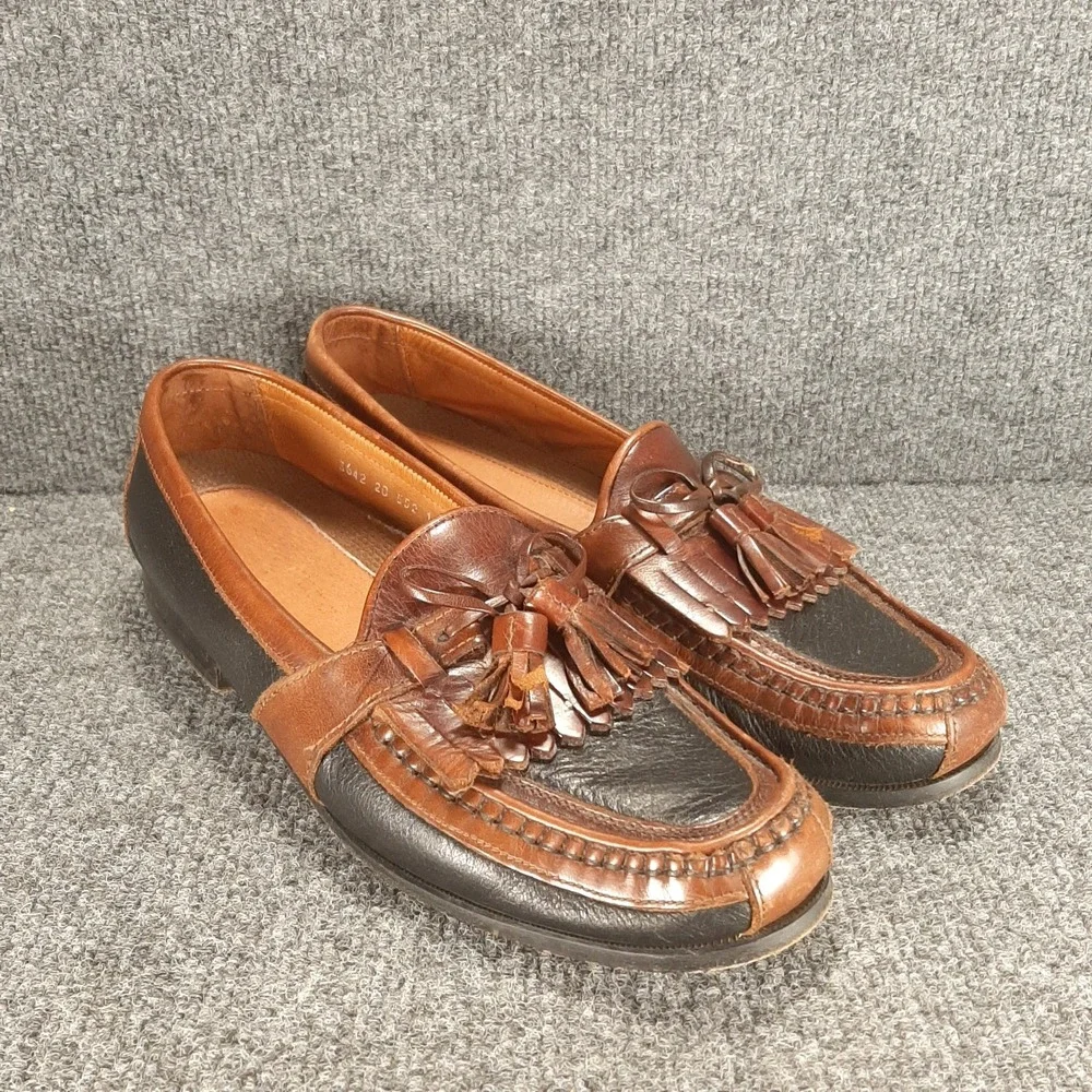 VTG Johnston Murphy Made in Italy Two Tone Kiltie Tassel Loafers Mens 11N Dress